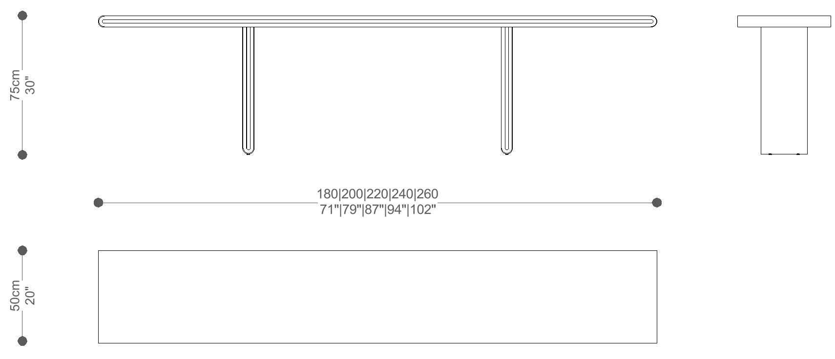 Image of the main dimensions of the product